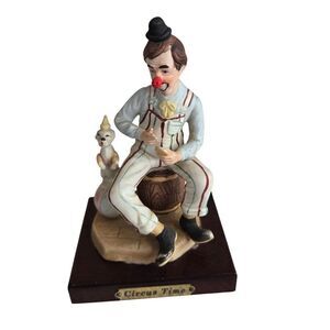 Vintage Circus Time Musical Clown Figurine Figure Dancing Dog 6"